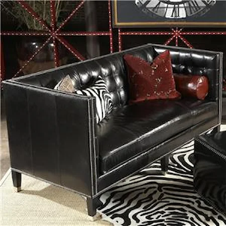 Traditional Den Loveseat with Tufted Tuxedo Back